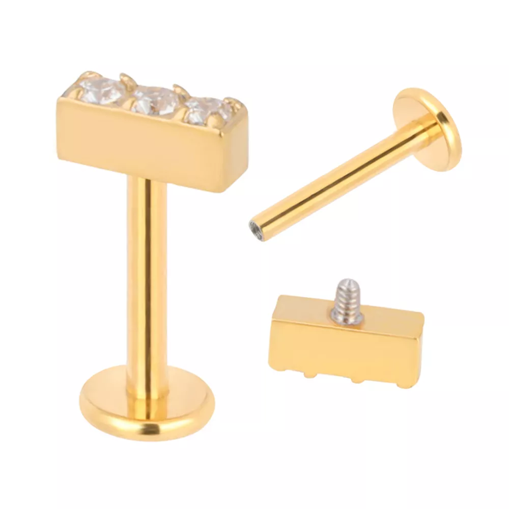 Topo 03 Pedras CZ Estrutura Reta | Pierce Boutique