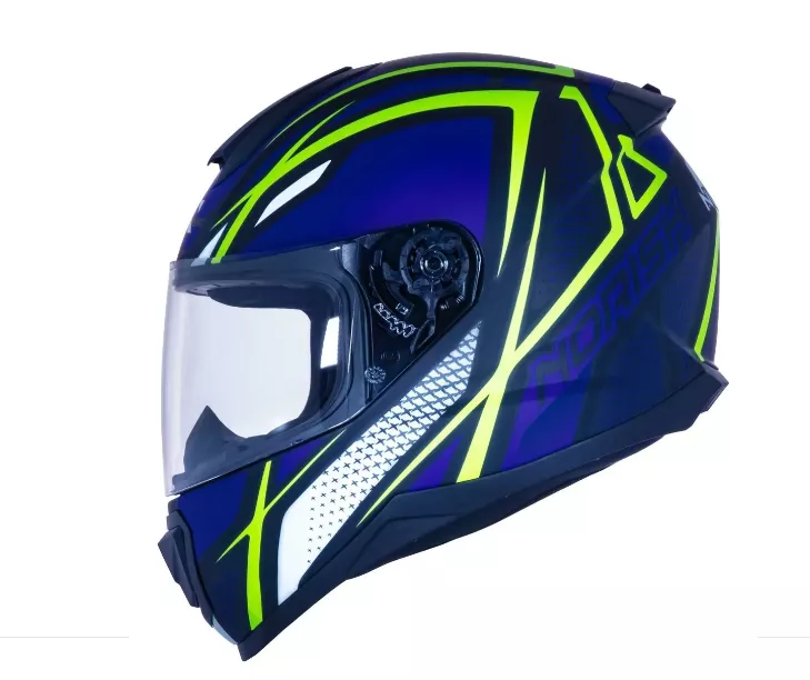 CAPACETE NORISK FF802 RAZOR NINJA AZUL E AMARELO 56 | PRESIDENTE MOTOS
