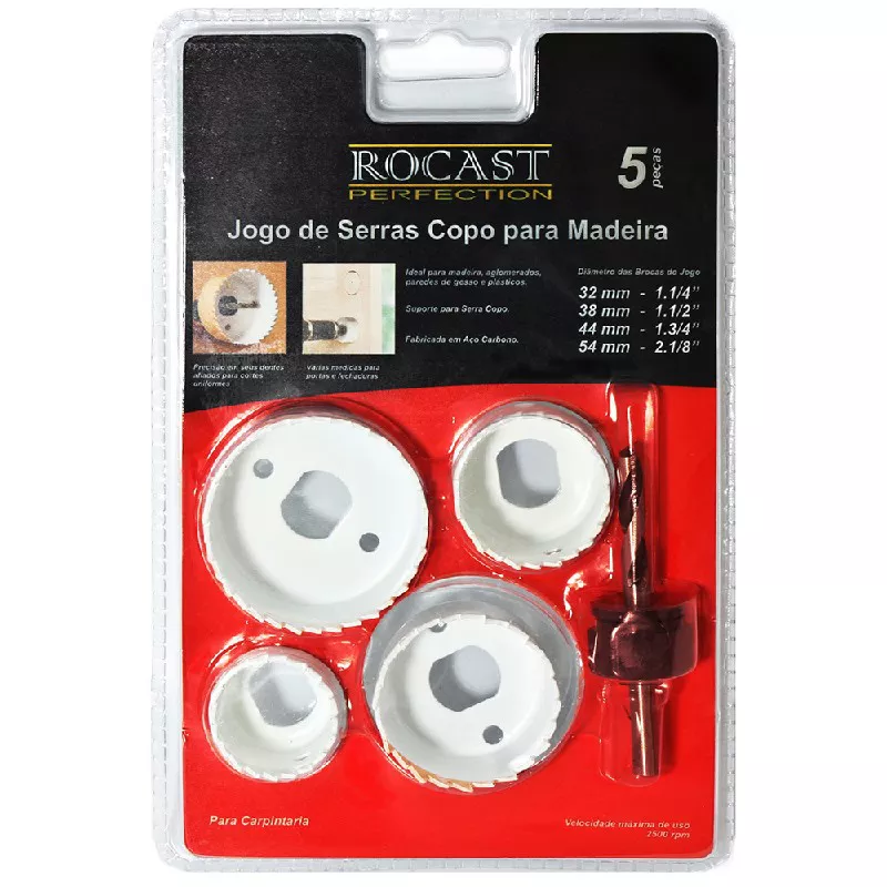 チップオーダー 5セット Kit Serra Copo para Madeira 5 peças 32 a 54mm 97,0003 ROCAST