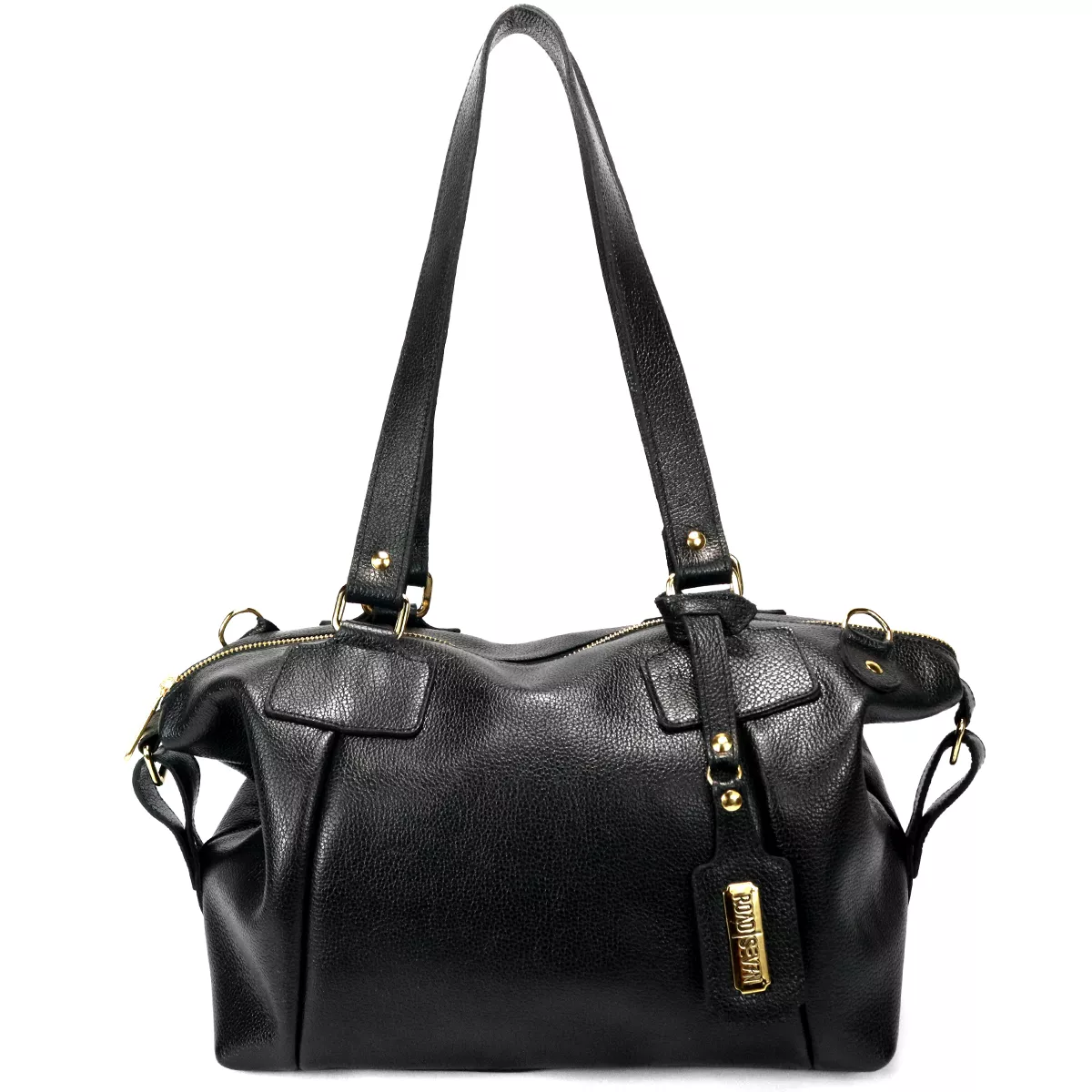 Bolsa Feminina Couro Legitimo Bowling Média Preta | Road Seven