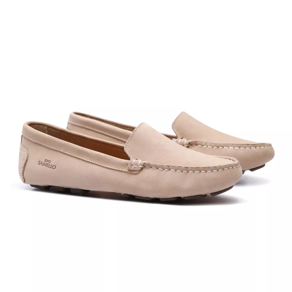 Mocassim Feminino Maria Nobuck Neblina Samello | SAMELLO