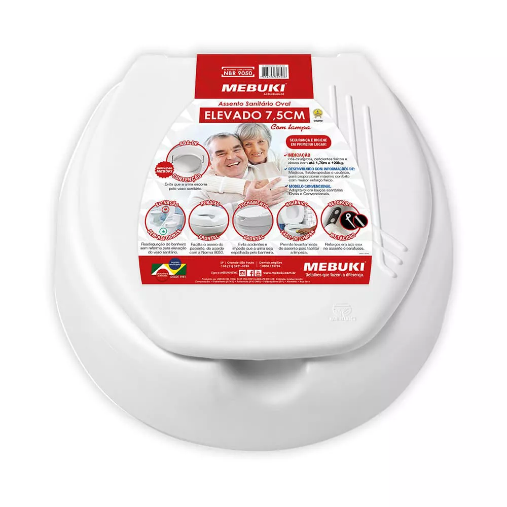 Assento Sanitario Elevado 7,5 cm com tampa | Orthofran - Ortopedia e ...
