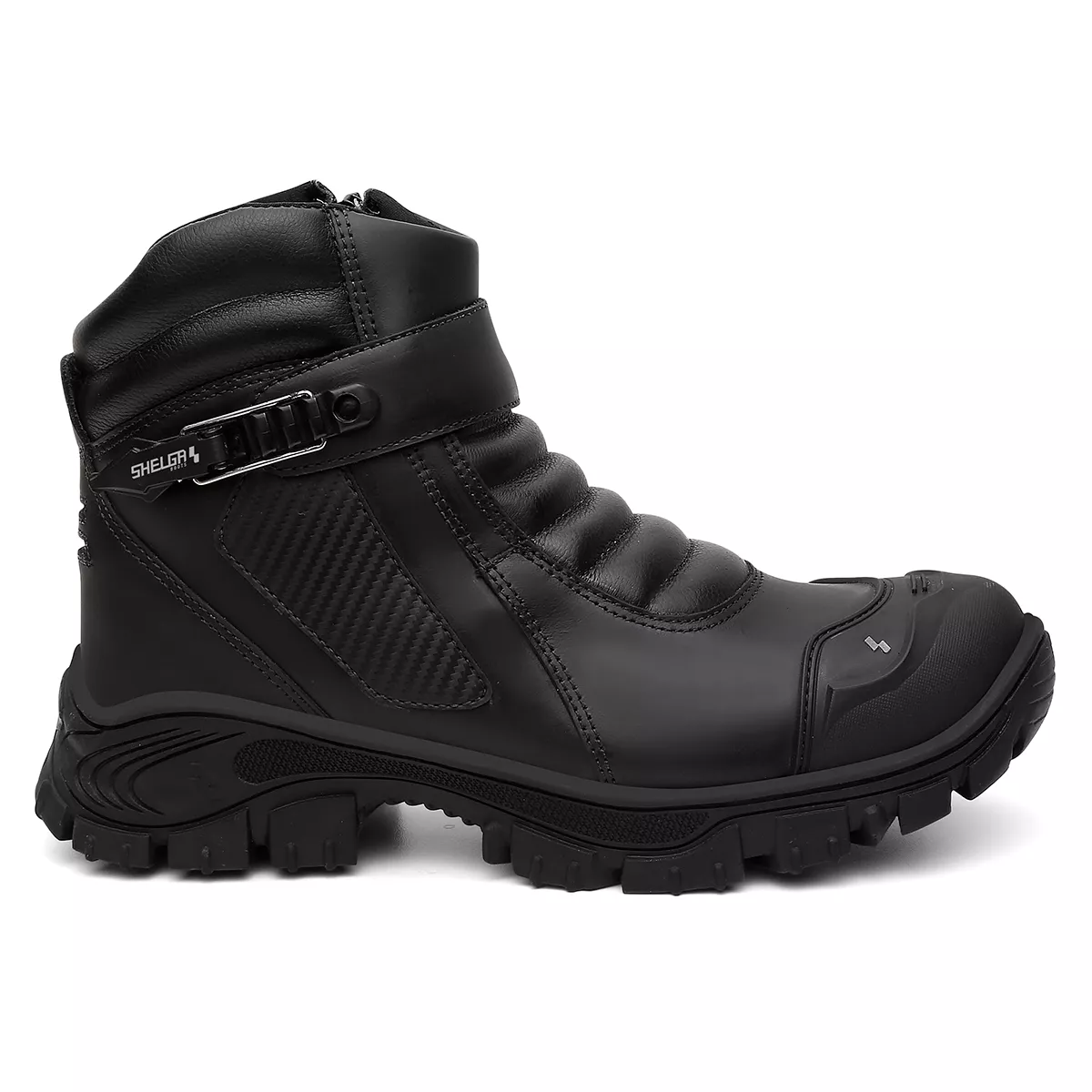 Bota Motoqueira MT Couro Premium Bico PVC Passador de Marcha