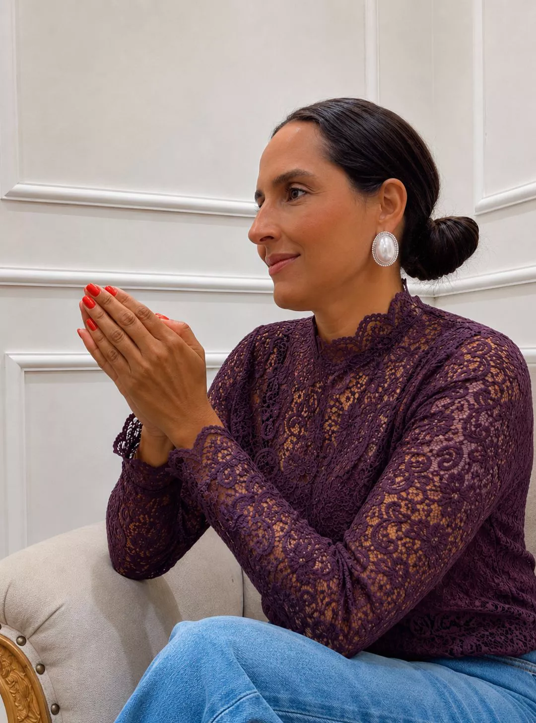 BLUSA RENDA MARSALA | SIMONE PETRI
