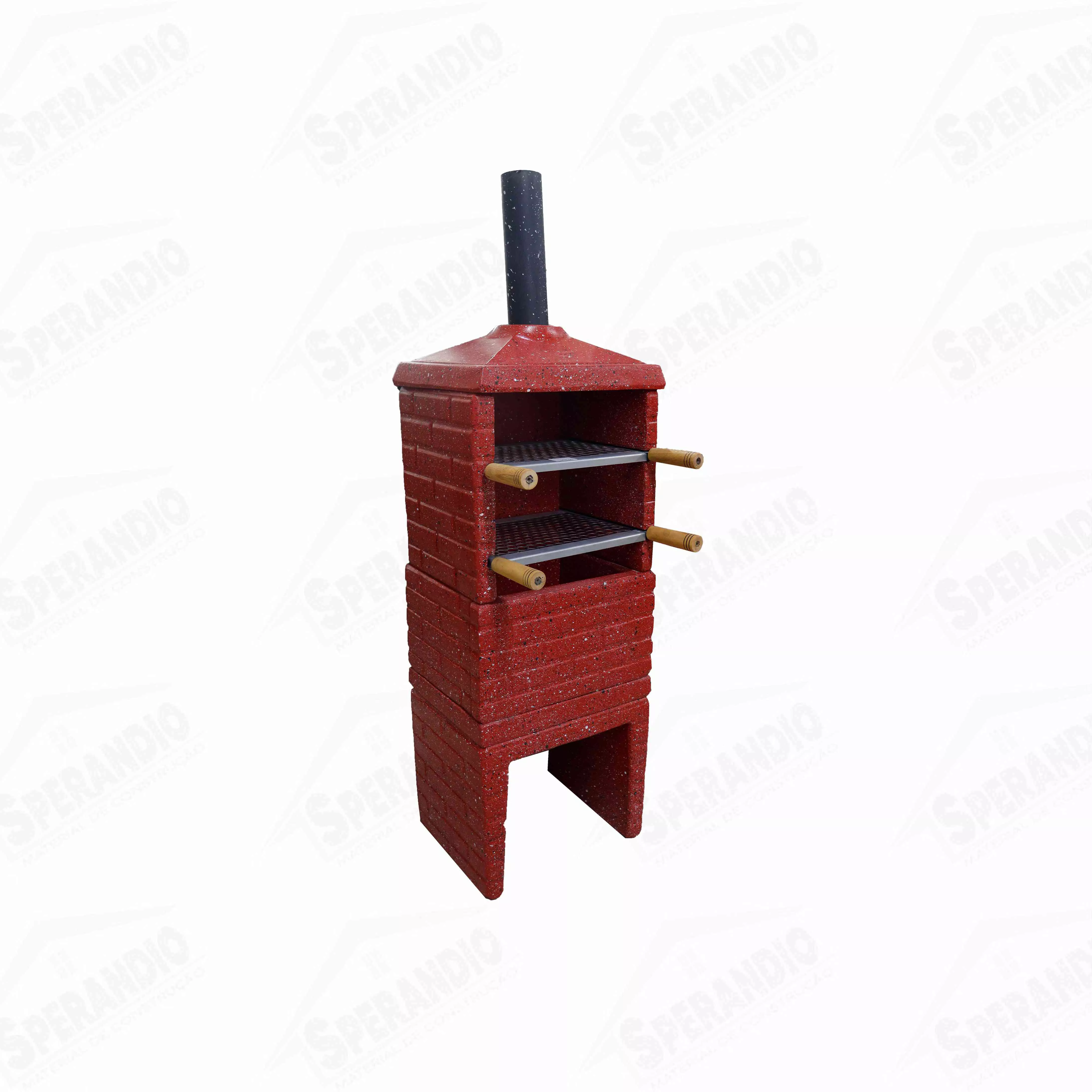 CHURRASQUEIRA TIJOLINHO COM CHAMINÉ 44X34X115CM VERMELHA COM