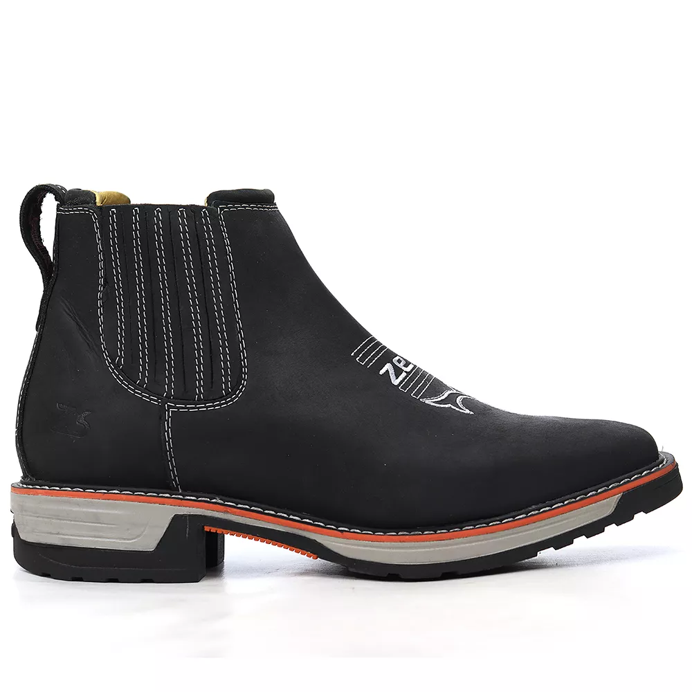 Bubu③ J726 Workboot Zebu Original 93020 Gel Couro Rustic Preto | TEXASKING