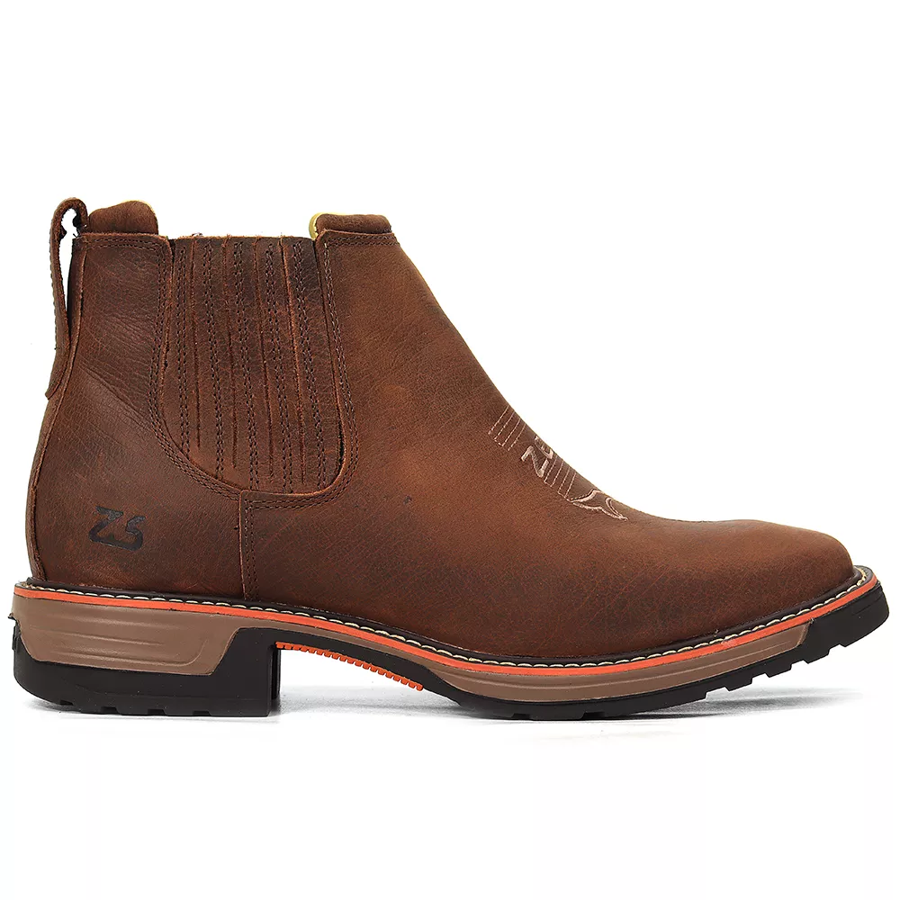 Botina Zebu Original 93020 Gel Bordada Couro Terra | TEXASKING
