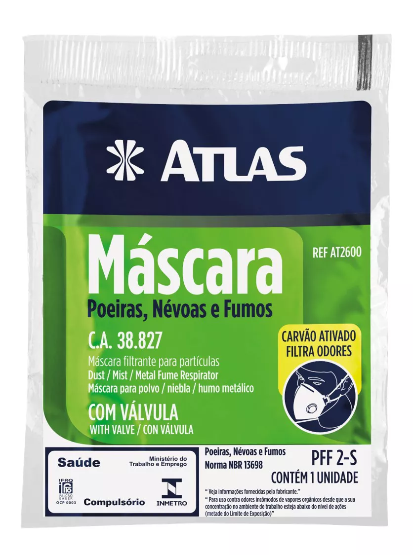 Máscara de proteção com válvula PFF2 - AT2600 - Atlas | Tintavel