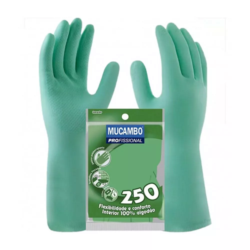 LUVA LATEX VERDE GRANDE MUCAMBO | TOTAL TINTAS DISTRIBUIDORA
