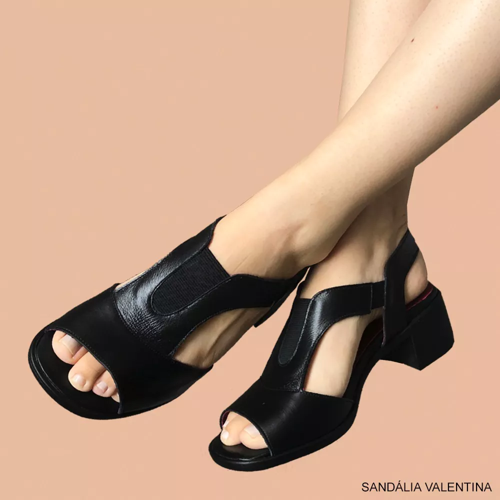 SANDÁLIA VALENTINA COMFORT PRETA | TRINTEE