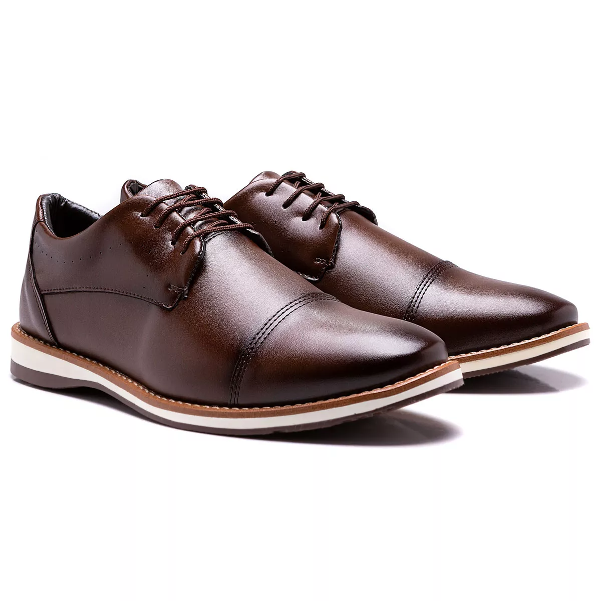 Sapato Casual com Perfuro lateral em Atacador Derby Wood
