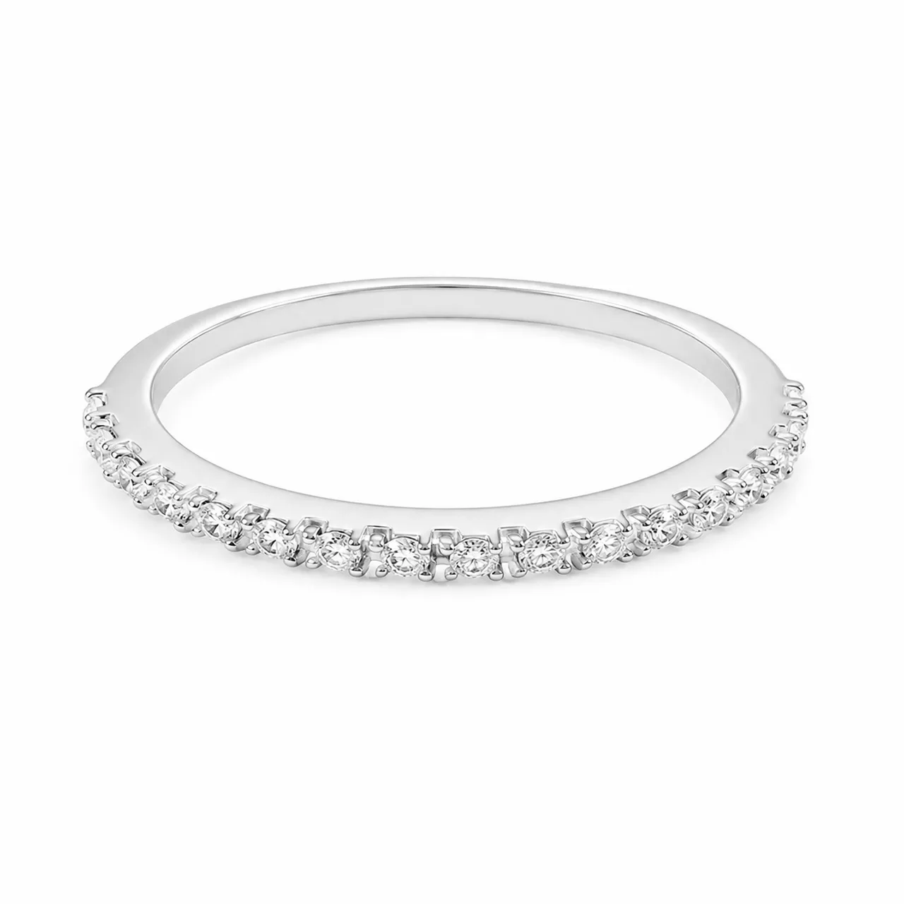 Anel De Prata Meia Aliança Cravejada Com Zirconia Cristal | MEDALS