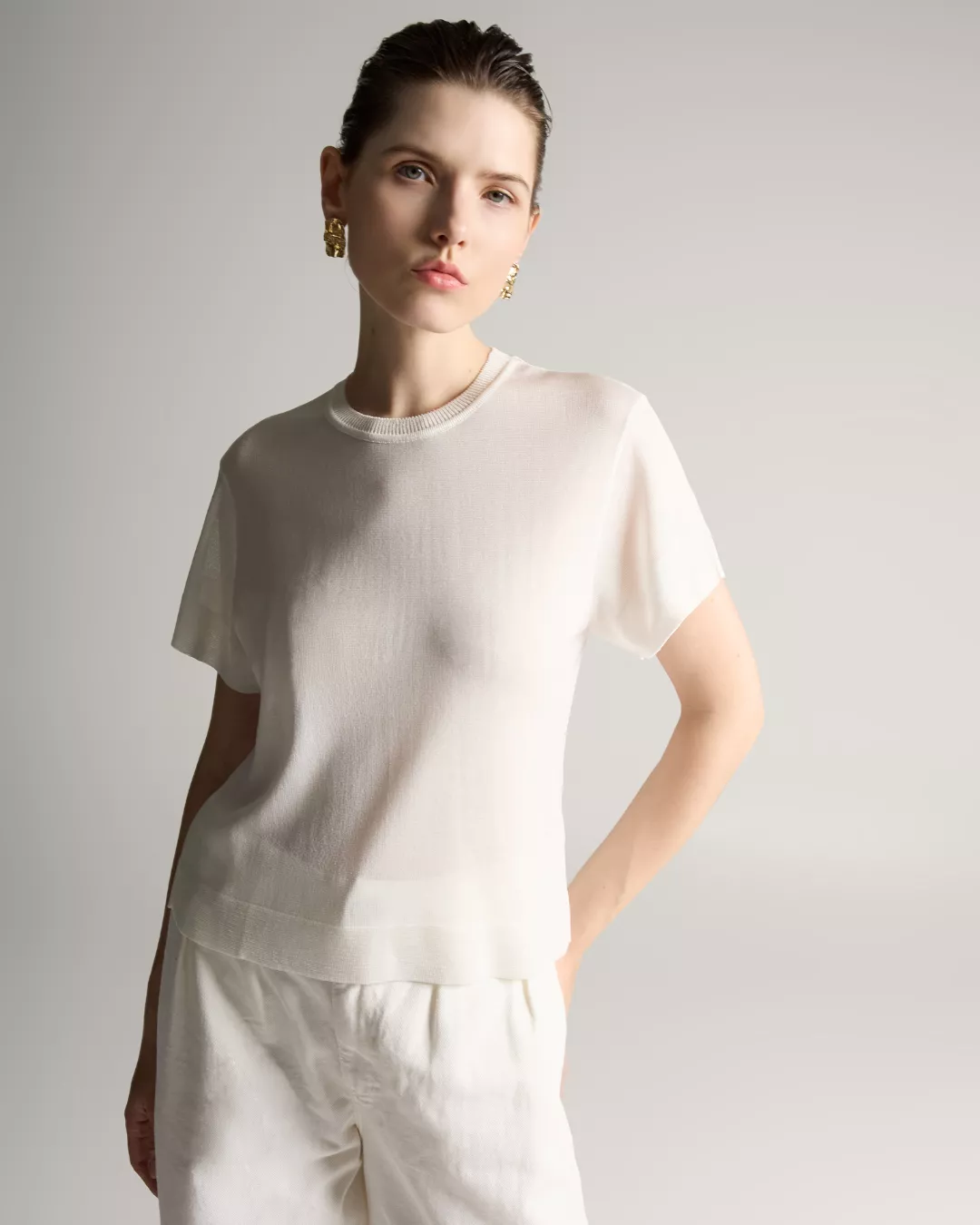 T-shirt Basic Off White - Maria Pavan
