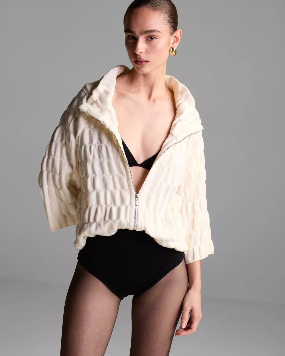 Casaco Rufo Off White - Maria Pavan