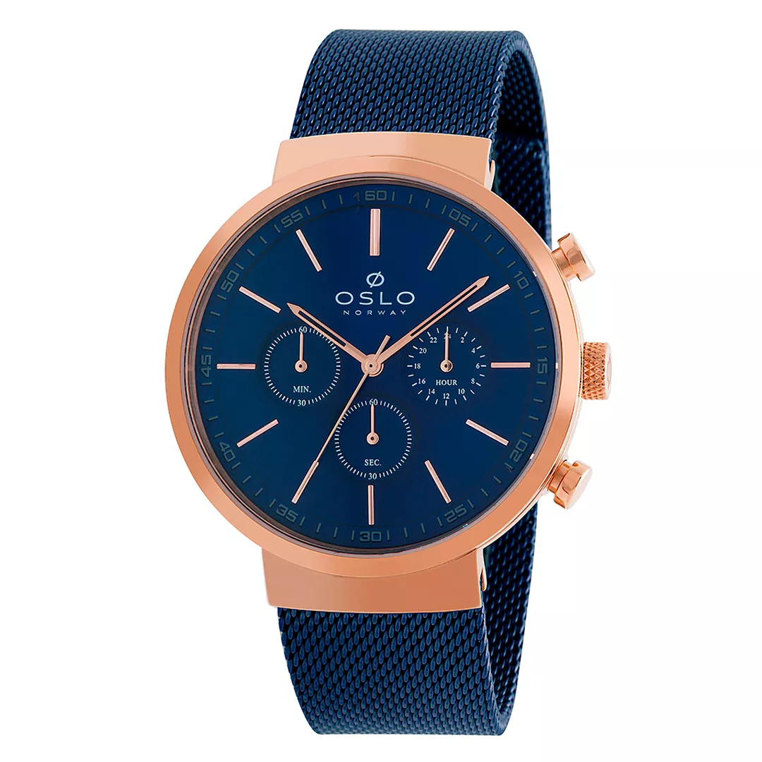 Relógio Oslo Masculino - Azul e Dourado Cronógrafo | Authentika