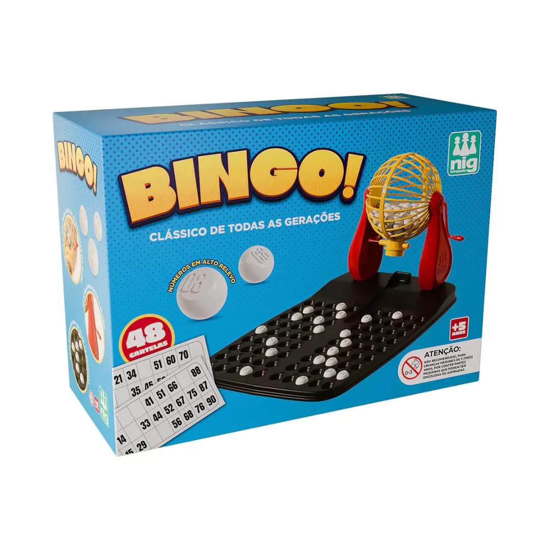Bingo com Roleta Plástica – 48 Cartelas – Nig | Jogo Divertido