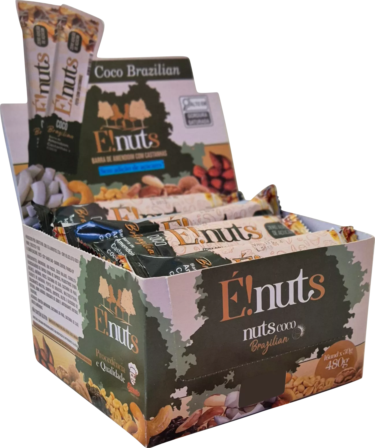 É!nuts Coco Brazilian *Zero adição de açúcares. Display 480g 16