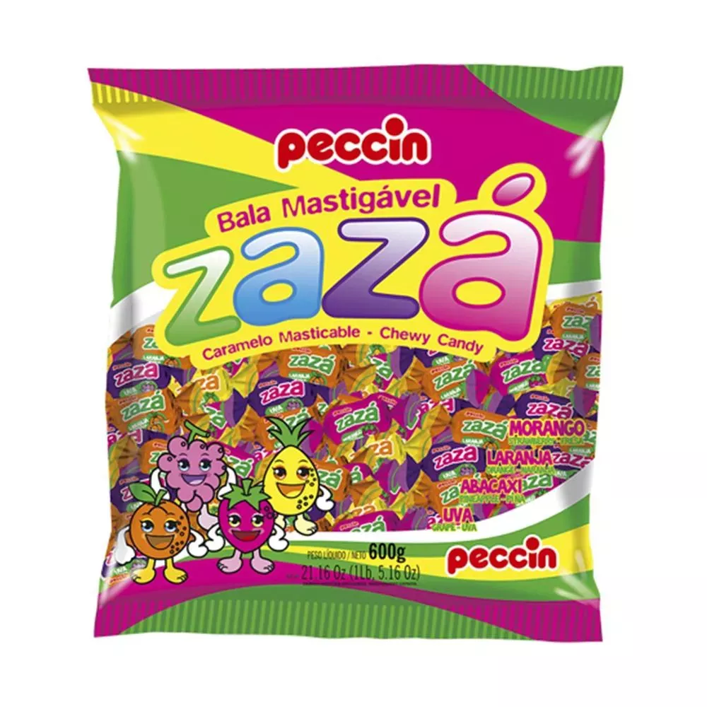 Bala Zaza Sortida Peccin 600g | Bala Mastigável | CHOKDOCE