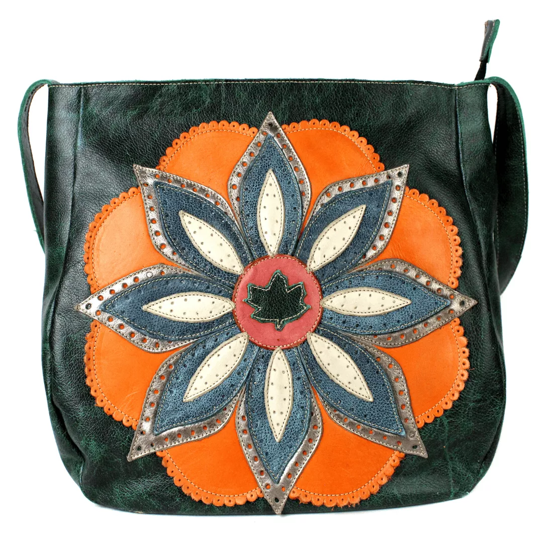 Bolsa 100% em couro legítimo - BIC VERDE/ABOBORA/ONIX/BIC AZUL/OFF