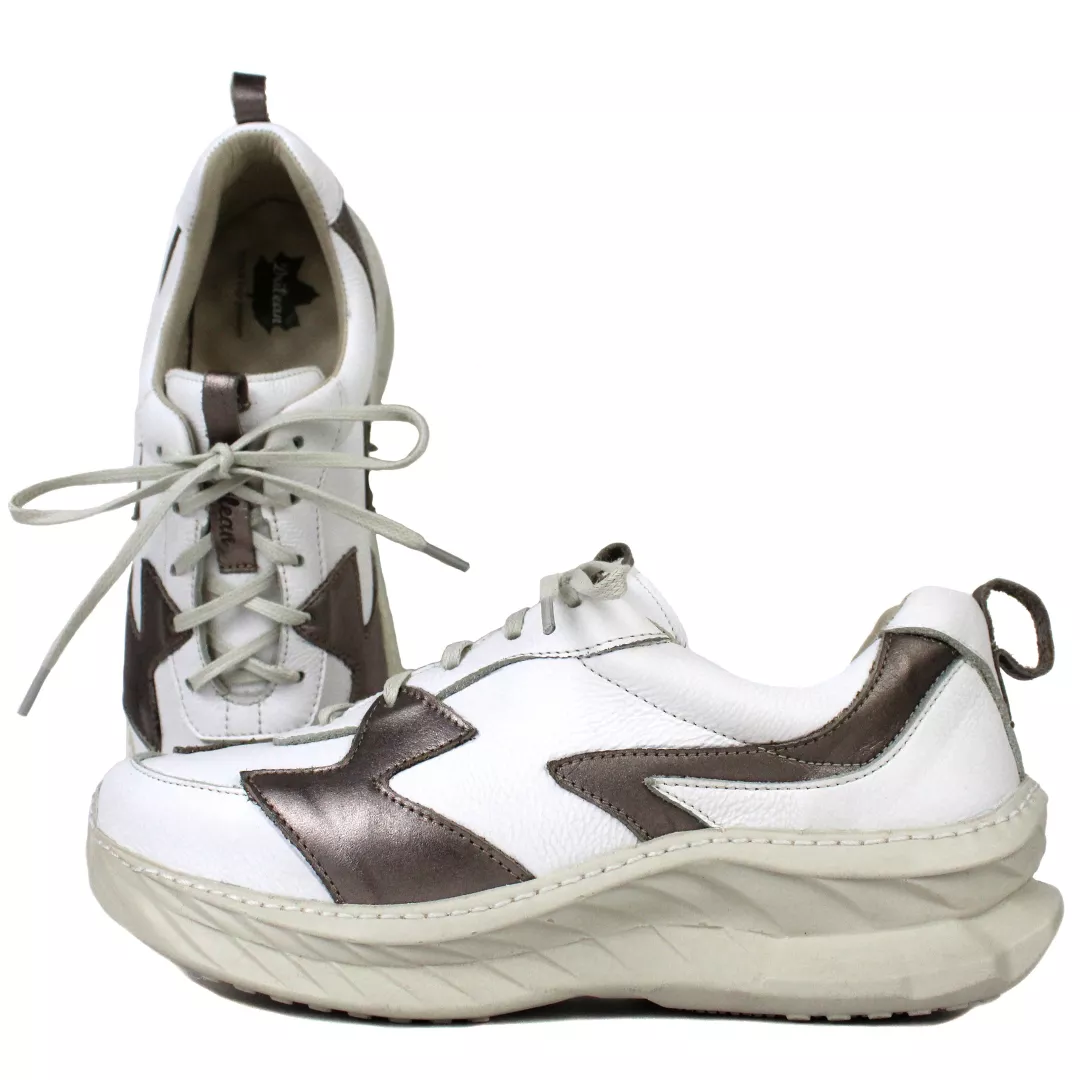 Tênis Feminino em Couro Legítimo com Palmilha em Gel - Branco