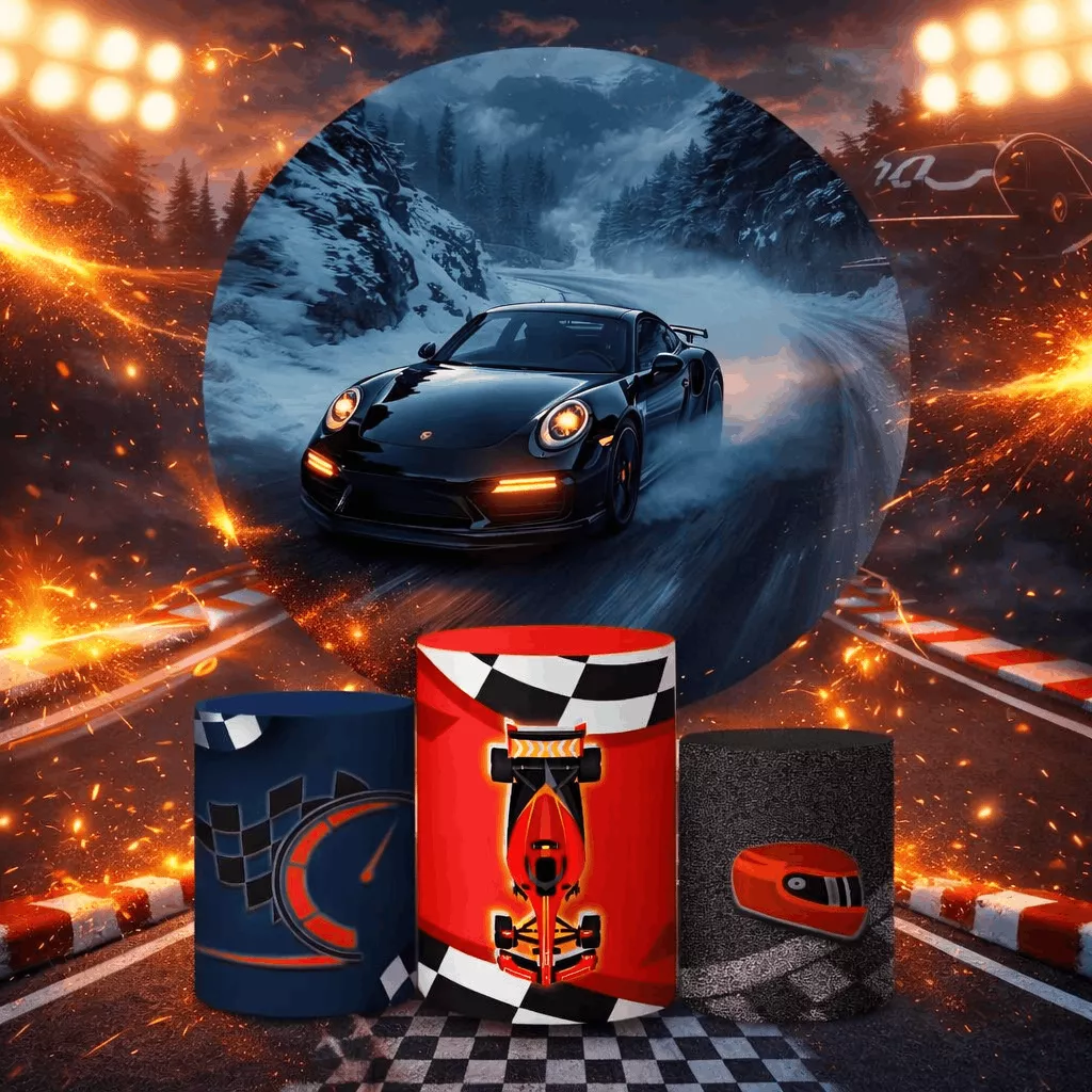 Trio de Capas Cilindros + Painel Veste Fácil Tema Carro de Corrida ...