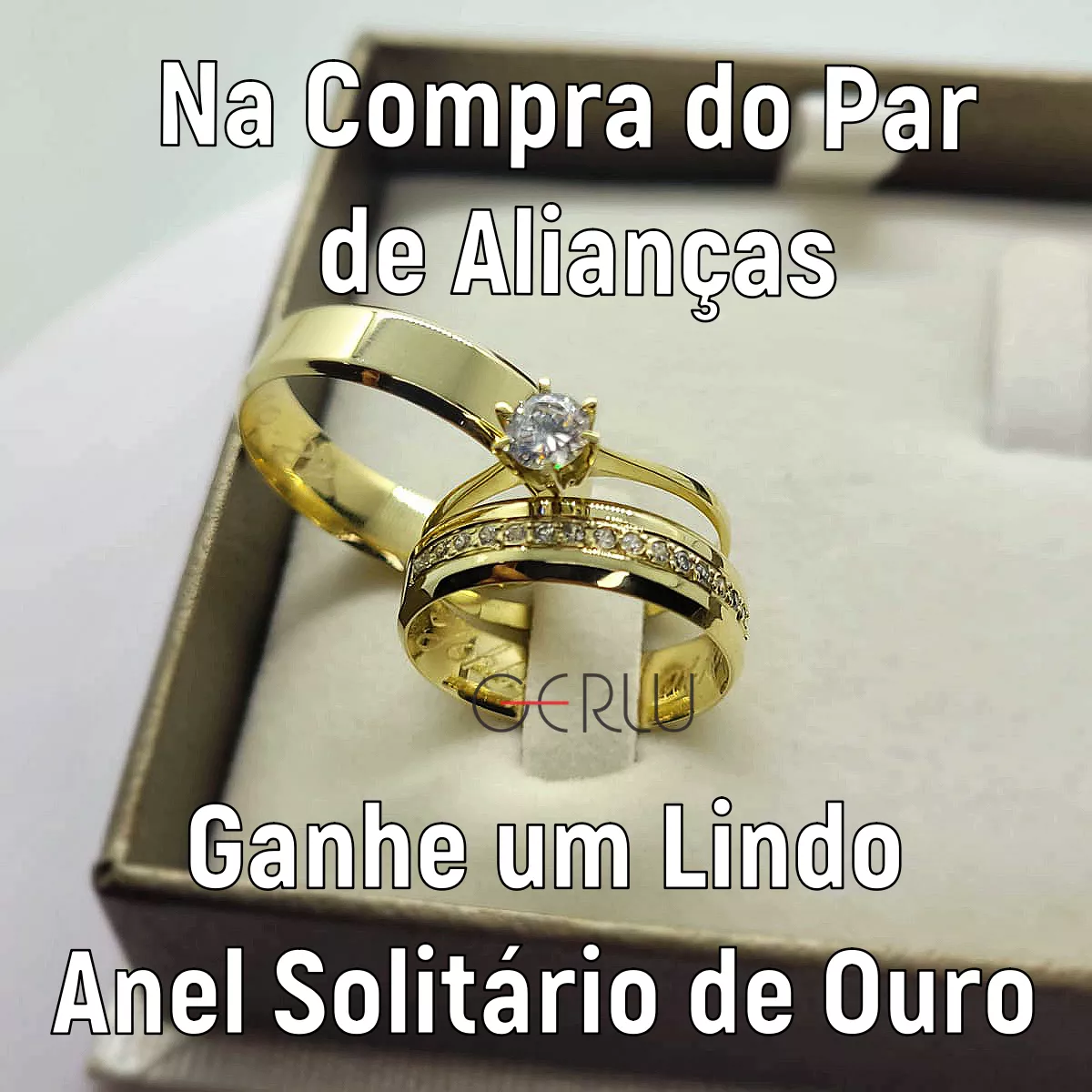 Promoção Anel Solitário de Ouro de Brinde