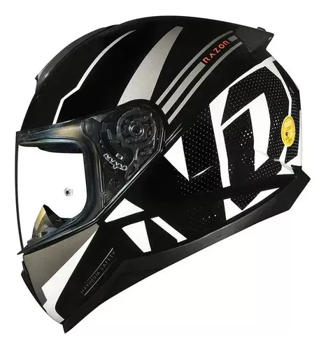 Capacete Norisk Ff802 Razor Full - Preto Branco Moto One