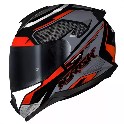 noriです。 Capacete Norisk Ff802 Razor Speedmax - Cinza Laranja Moto One