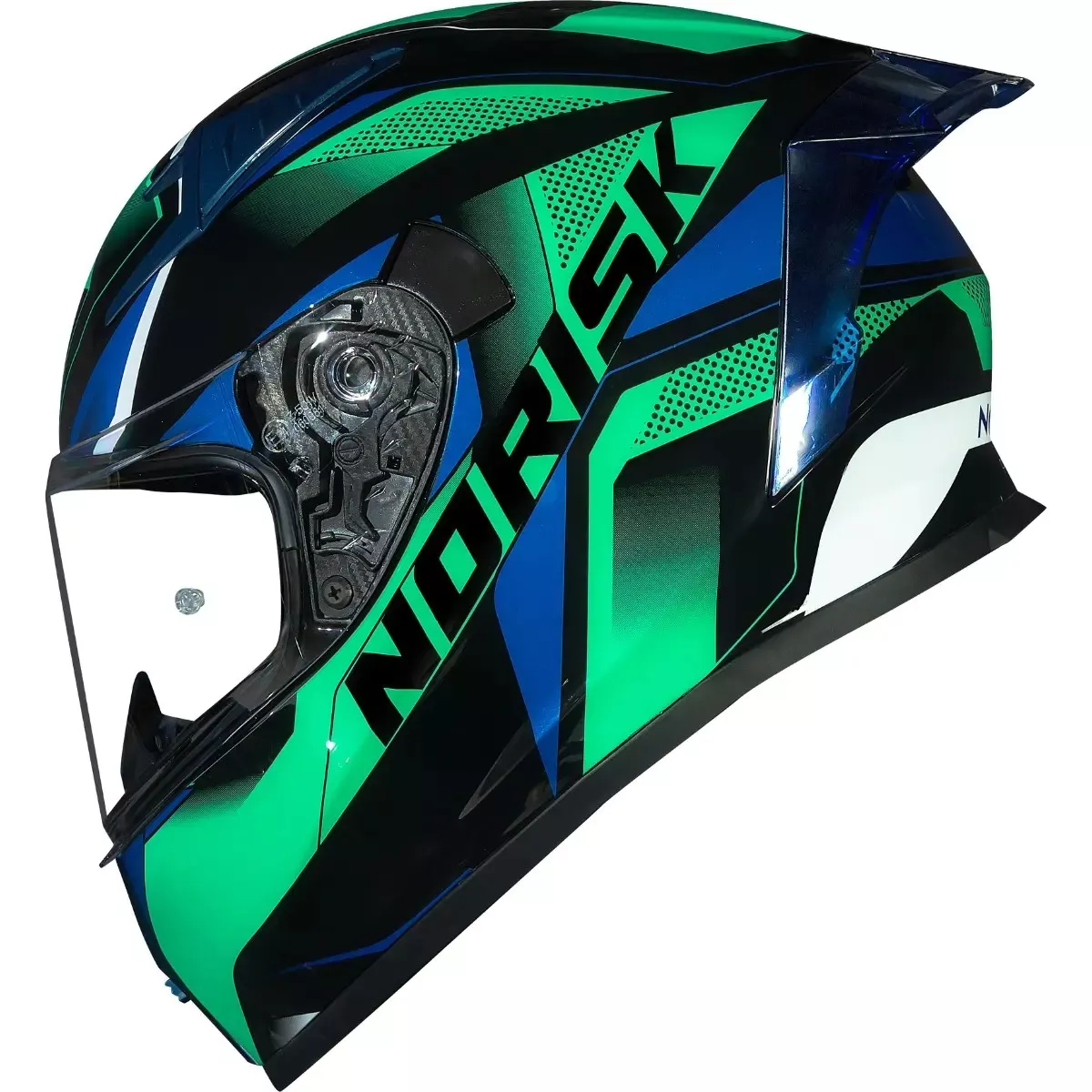 Capacete Norisk Flow Pulse - Verde Azul Moto One