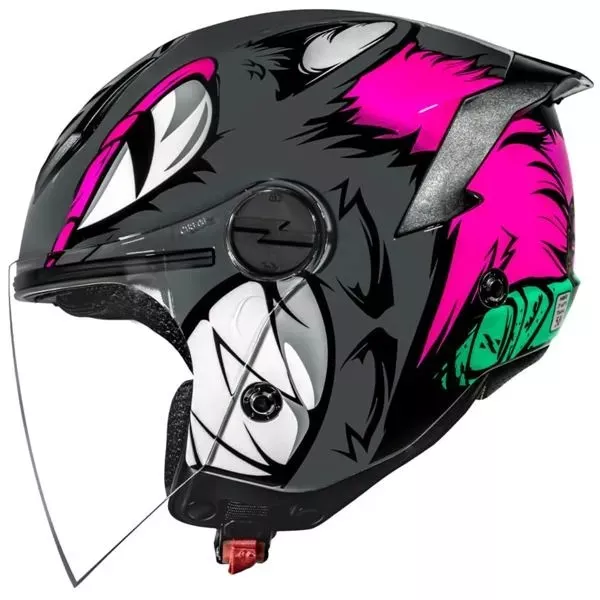 norinyan☆ Capacete Norisk Neo Hyena Cinza e Rosa Moto One
