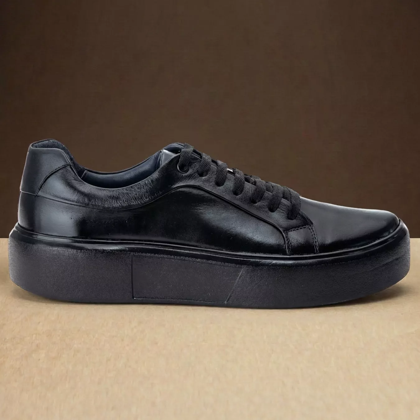 Sneaker Tênis Urbano Masculino Couro Legítmo All Black Everest