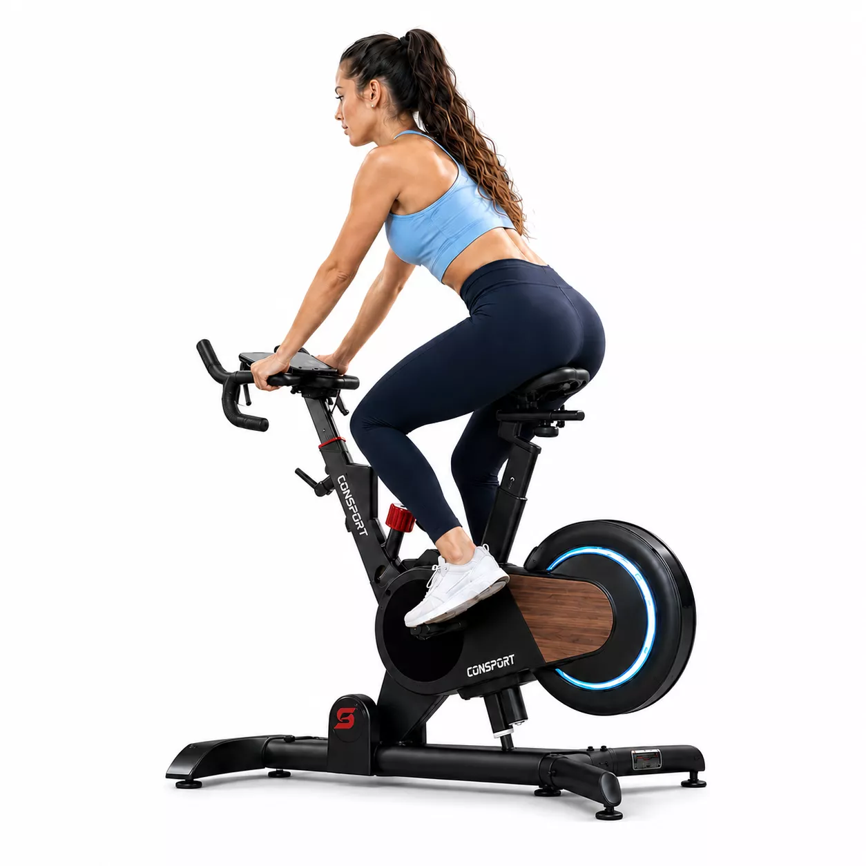 Bicicleta Spinning S-200 Connect - Consport com Monitor Digital, Volante de Inércia, Ajustes Profissionais e Bluetooth para Treino Indoor com Conectividade e Performan | NATURAL FITNESS