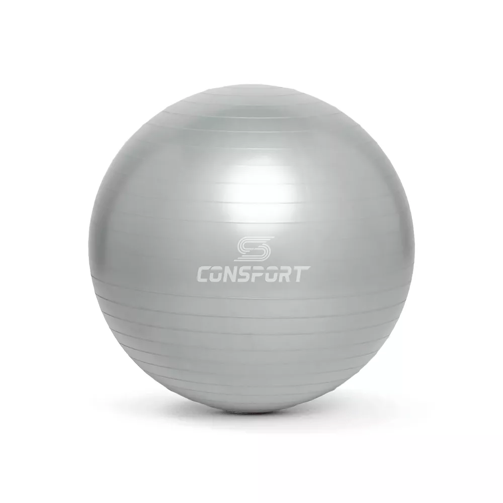 Bola Suíça para Pilates e Ginástica 65cm Cinza Consport - Ideal para Exercícios de Equilíbrio, Fortalecimento, Reabilitação Muscular e Melhora da Postura | NATURAL FITNESS