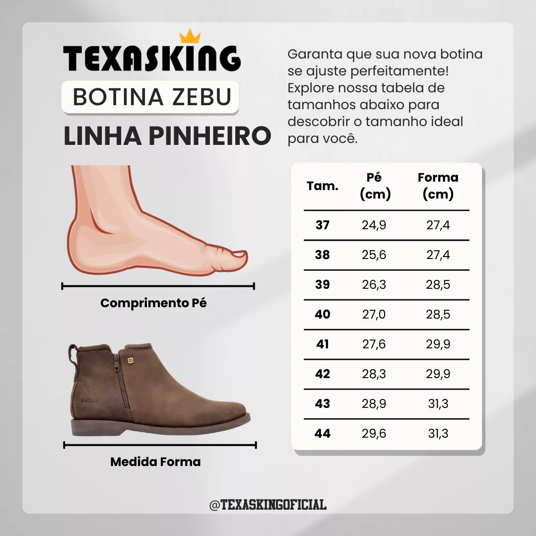Botina Anatômica Zebu Original 65030 Graxo | TEXASKING | Botas e