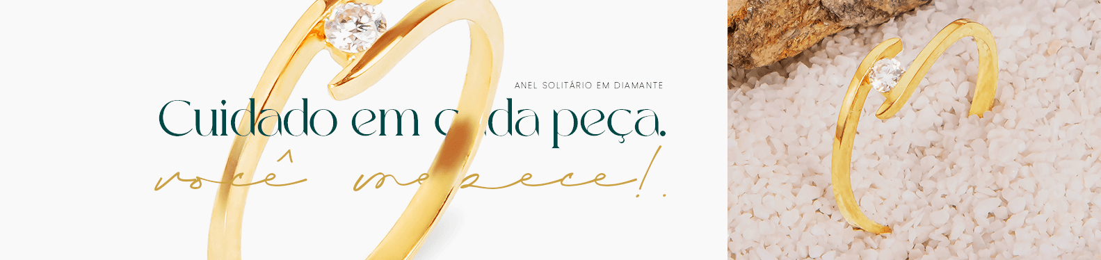 Anel solitário em diamante