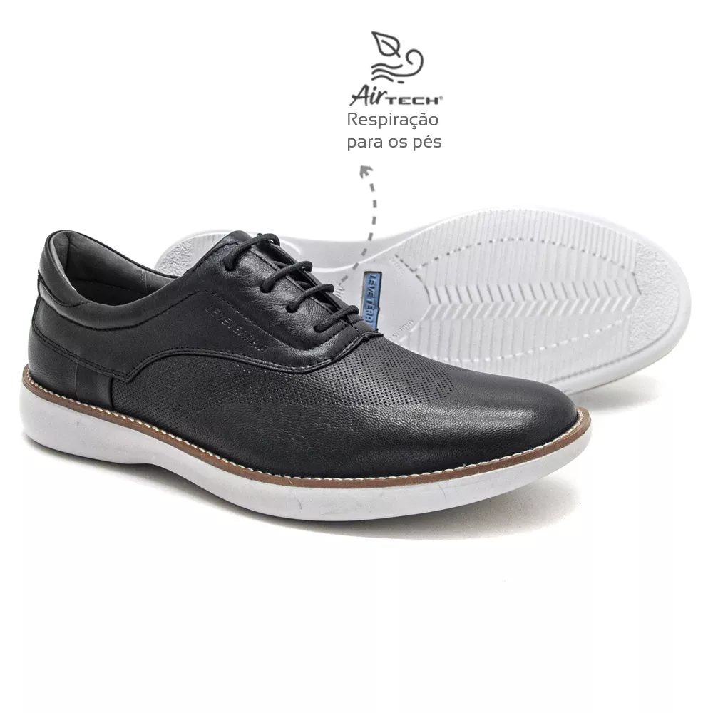 Sapato Casual Couro Carneiro Preto Leveterapia - 47503 | Levecomfort ...