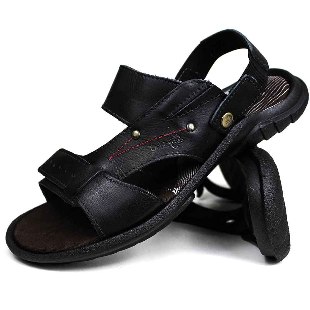 Sandália Papete Masculina De Couro Preto 1900 - DCB1900LTPTO — imagem 1