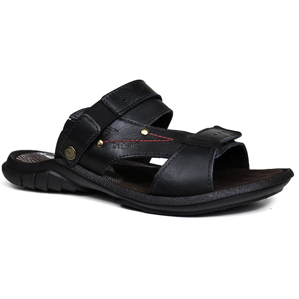 Sandália Papete Masculina De Couro Preto 1900 - DCB1900LTPTO