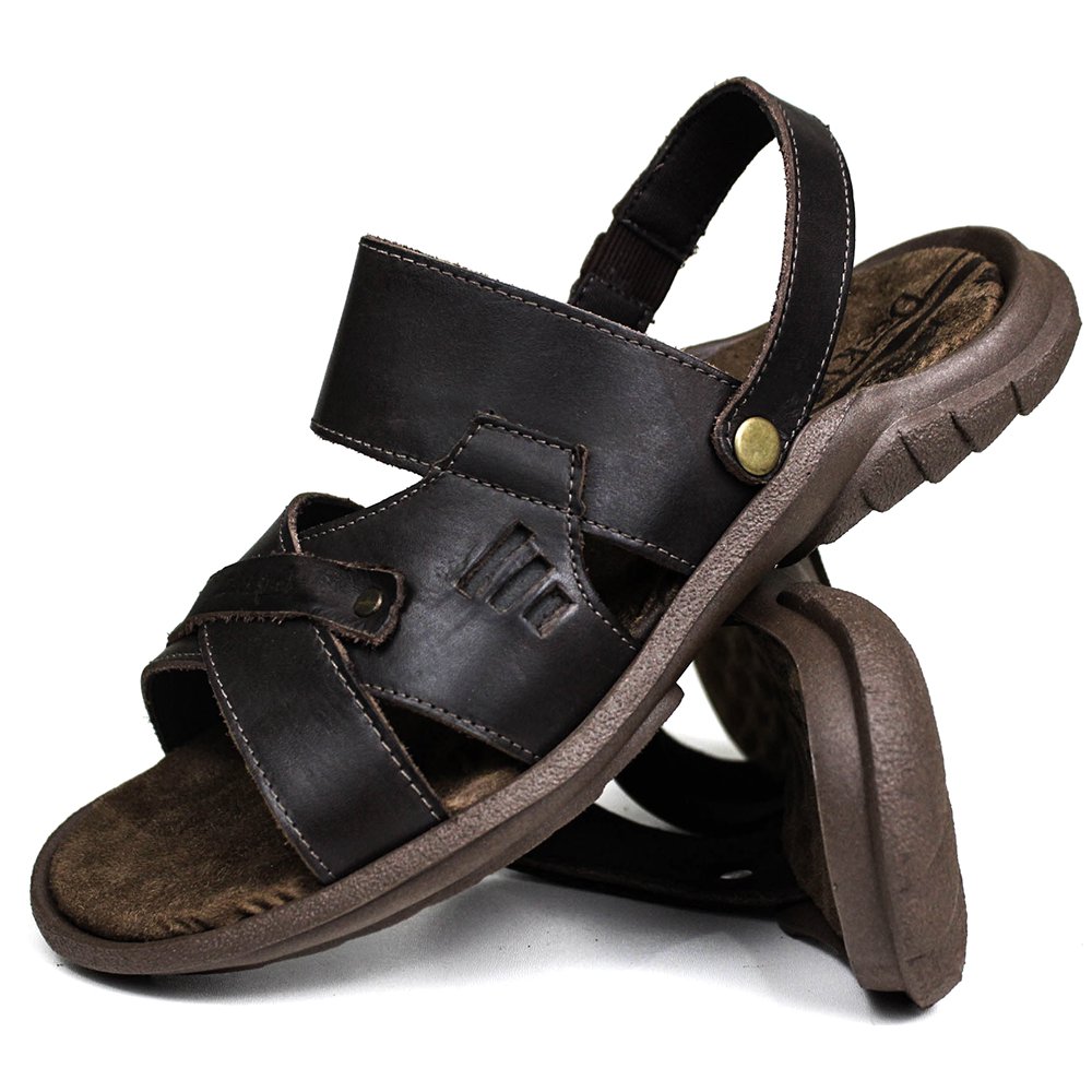 Sandália Papete Masculina De Couro Chocolate 2200 - DCB2200LTCHC — imagem 1