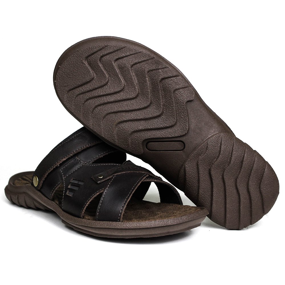 Sandália Papete Masculina De Couro Chocolate 2200 - DCB2200LTCHC — imagem 2