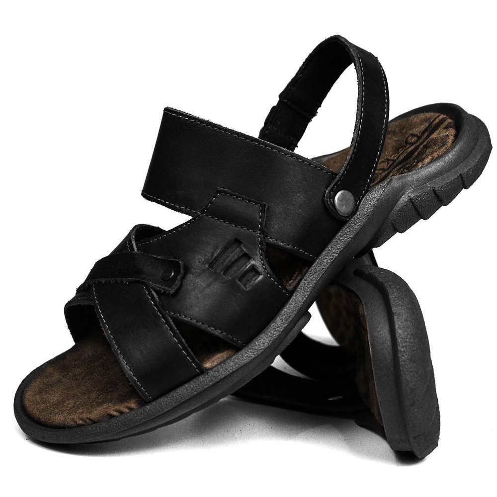 Sandália Papete Masculina De Couro Preto - DCB2200LTPTO — imagem 1