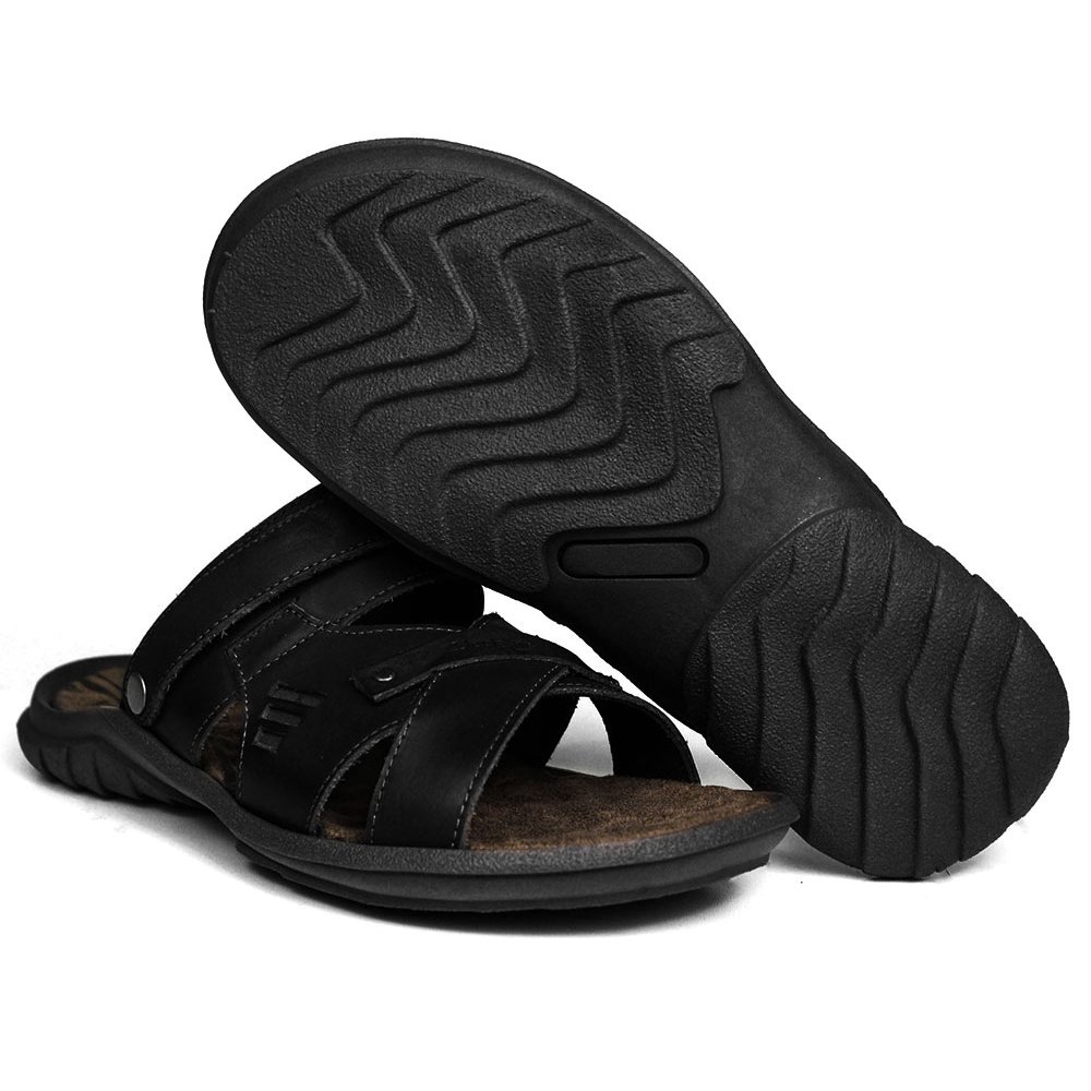 Sandália Papete Masculina De Couro Preto - DCB2200LTPTO — imagem 2