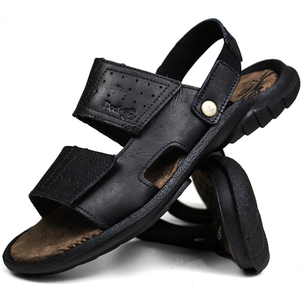 Sandália Papete Masculina De Couro Preto - DCB3500LTPTO — imagem 1
