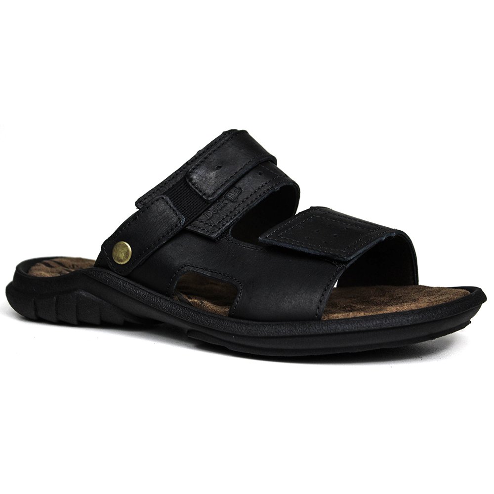 Sandália Papete Masculina De Couro Preto - DCB3500LTPTO