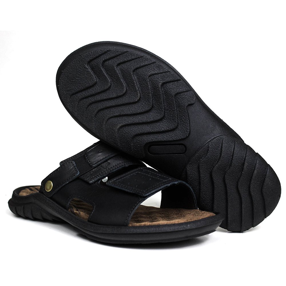 Sandália Papete Masculina De Couro Preto - DCB3500LTPTO — imagem 2