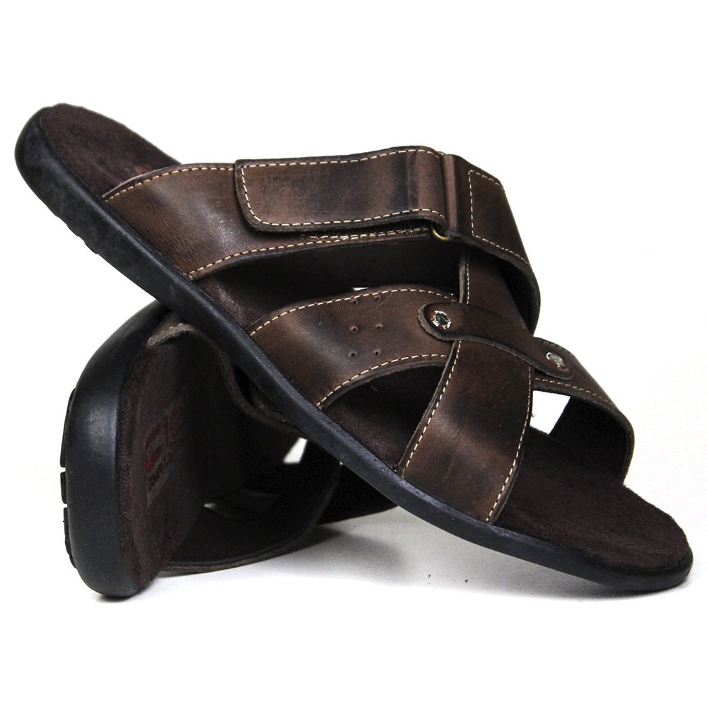 Chinelo Masculino De Couro Chocolate - 10C5001LTCHC — imagem 1