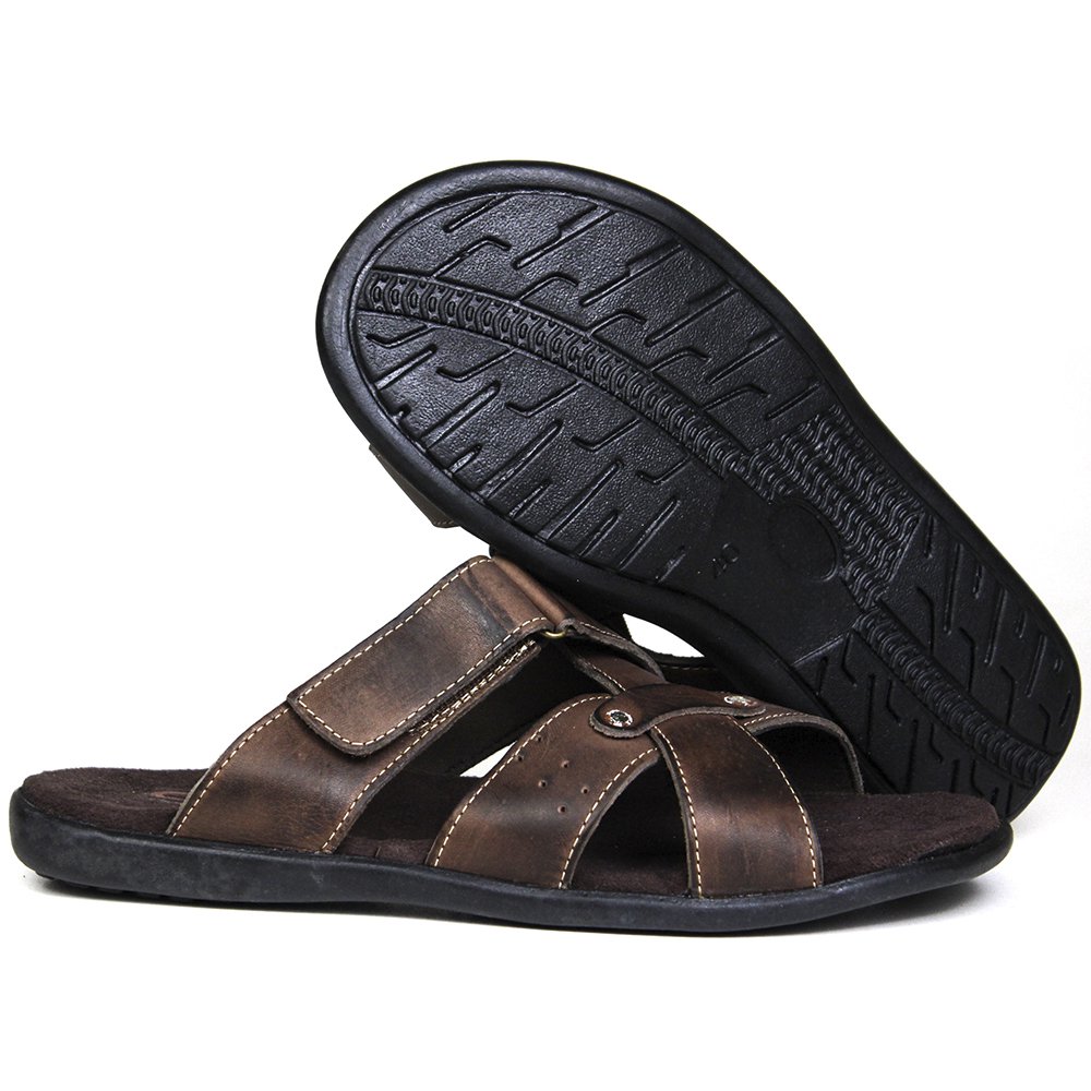 Chinelo Masculino De Couro Chocolate - 10C5001LTCHC — imagem 2