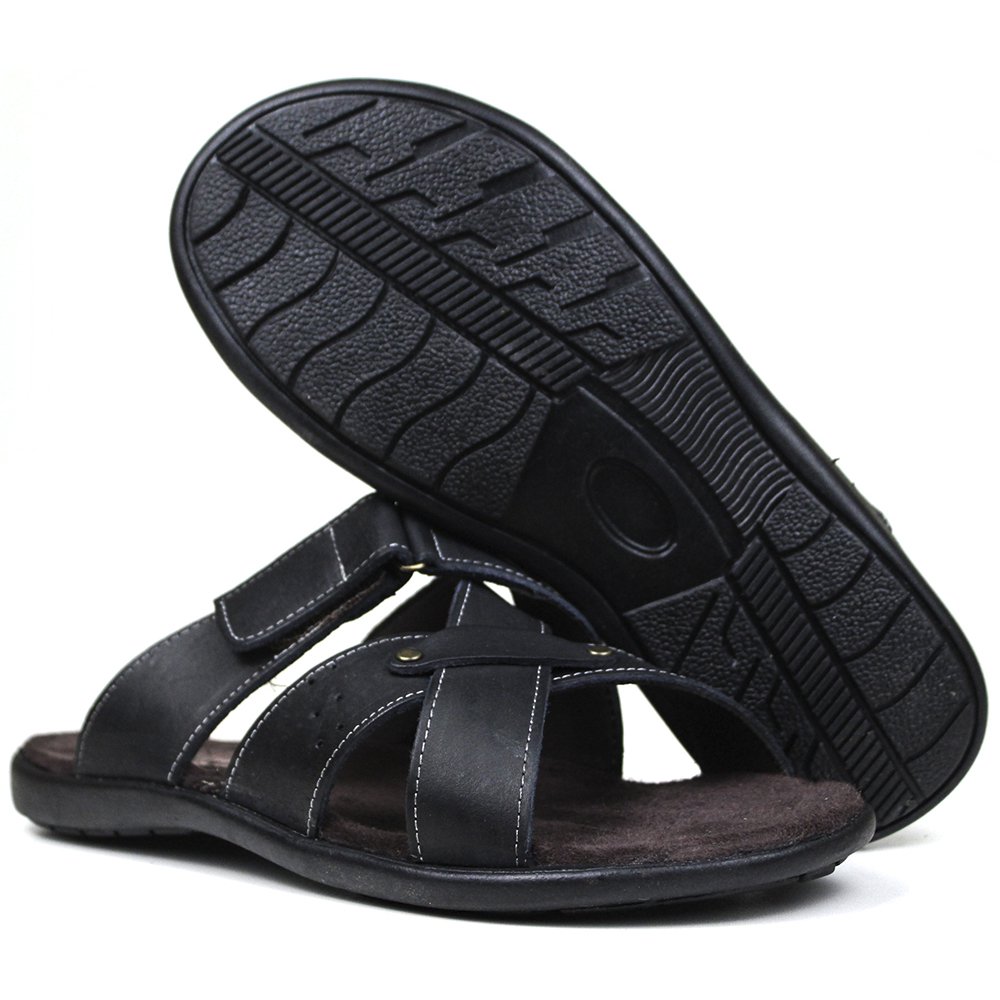 Chinelo Masculino De Couro Preto - 10C5001LTPTO — imagem 1