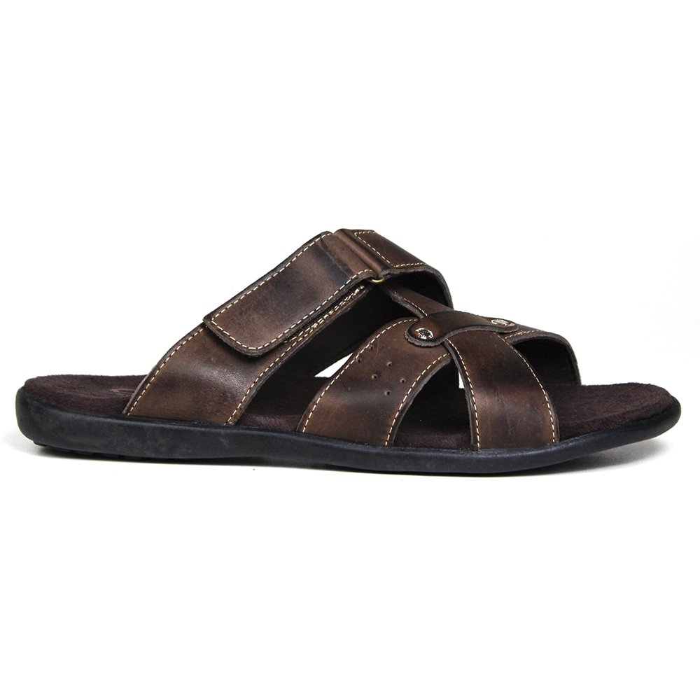 Chinelo Masculino De Couro Chocolate - 10C5001LTCHC