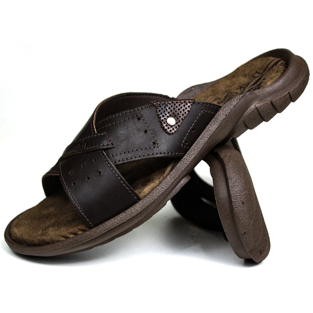 Chinelo Masculino De Couro Chocolate 5200 - DCB5200LTCHC — imagem 1
